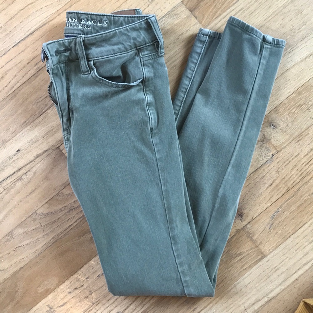 Olive American Eagle super stretch skinny jeans